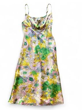 Large Dizzy Lizzy Spaghetti Strap Maxi Slip Floral Dress Bow Tie A-Line Sundress